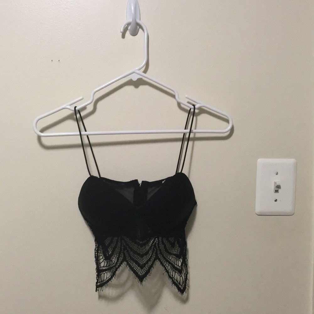Black lace and mesh bra